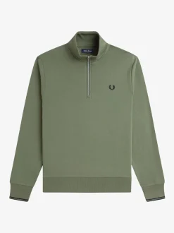 Fred Perry Green Half Zip Sweatshirt