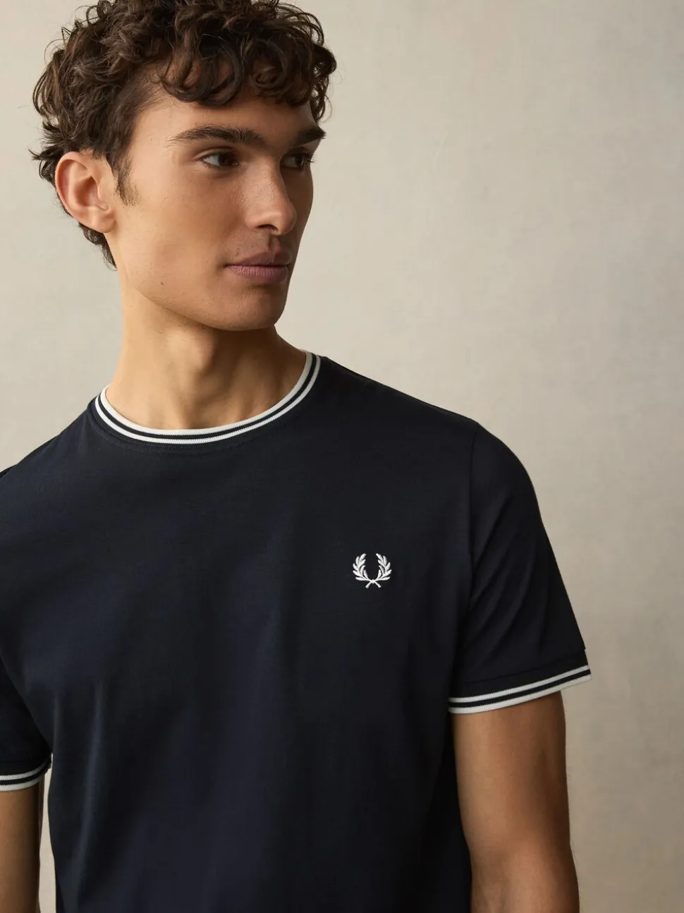 Fred Perry Navy Blue Fred Perry Twin Tipped Logo T-Shirt