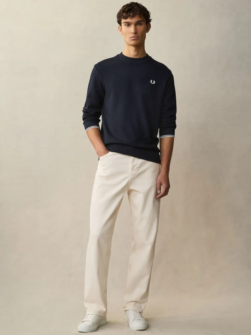 Fred Perry Navy Neck Sweatshirt