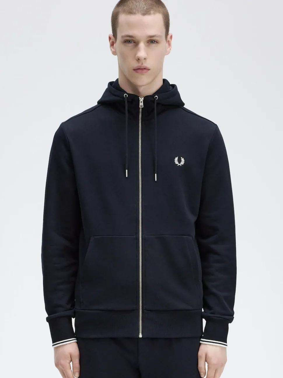 Fred Perry Navy Zip Up Hoodie