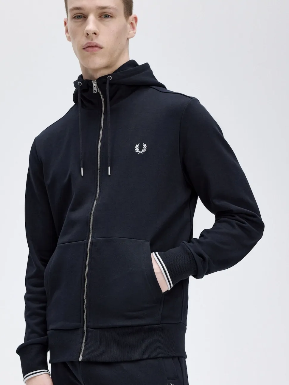 Fred Perry Navy Zip Up Hoodie
