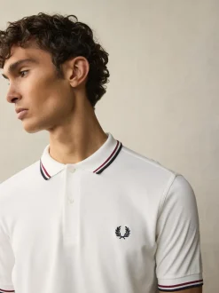 Fred Perry White/Red/Navy Tipped Polo Shirt