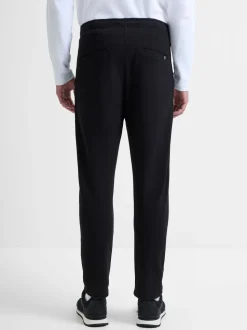 French Connection Black Cotton Blend Textured Straight-Leg Smart Joggers