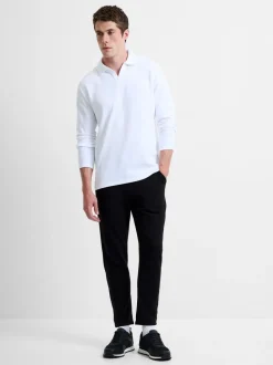 French Connection Black Cotton Blend Textured Straight-Leg Smart Joggers