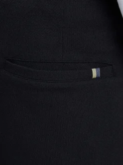 French Connection Black Cotton Blend Textured Straight-Leg Smart Joggers
