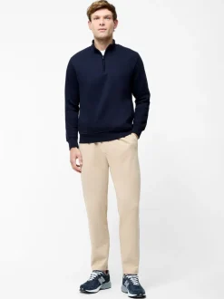 French Connection Blue Cotton Blend ¼ Zip Side Pockets Jumper