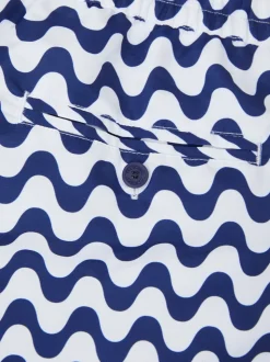Frescobol Carioca Blue & White Rio Swim Shorts Copacabana Print