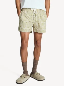 Frescobol Carioca Cream Palmeira Print Rio Swim Shorts