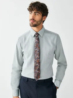 Green / Floral Regular Fit Shirt Tie and Pin Set