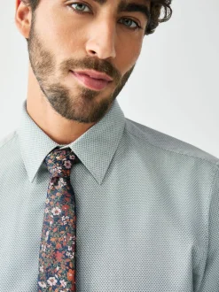 Green / Floral Regular Fit Shirt Tie and Pin Set