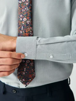 Green / Floral Regular Fit Shirt Tie and Pin Set