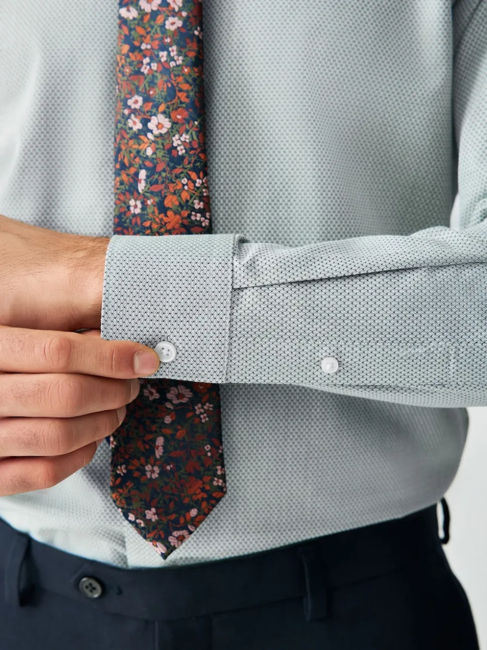 Green / Floral Regular Fit Shirt Tie and Pin Set
