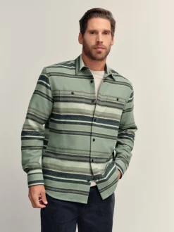 Green Brushed Stripe Long Sleeve Shirt