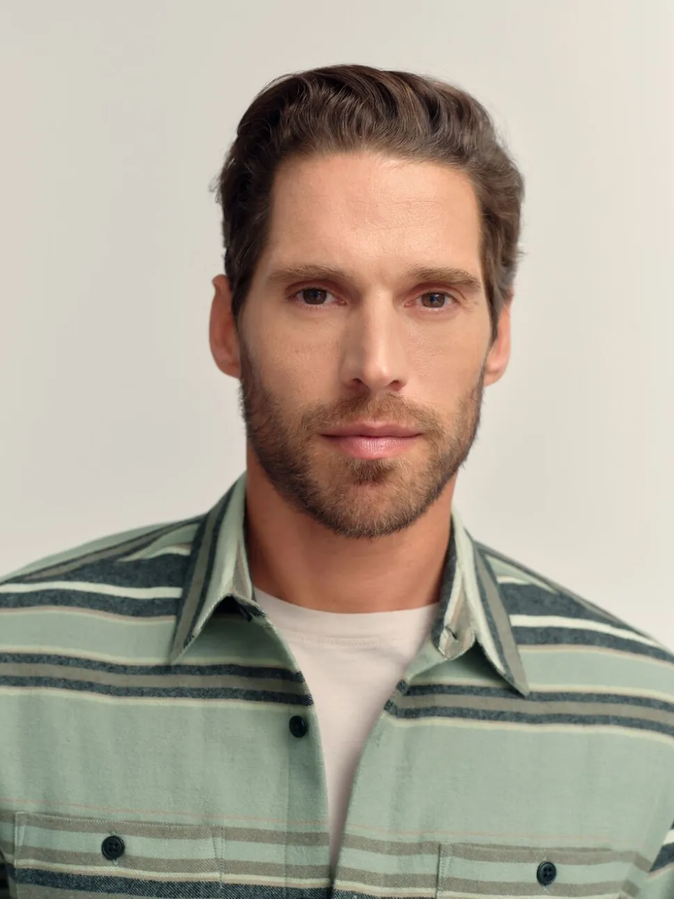 Green Brushed Stripe Long Sleeve Shirt