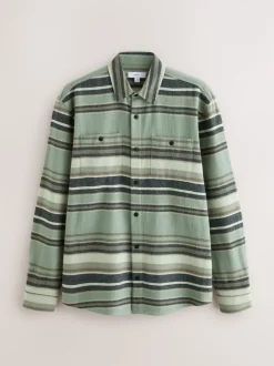 Green Brushed Stripe Long Sleeve Shirt