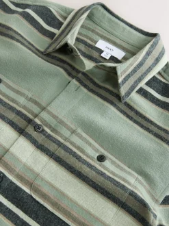 Green Brushed Stripe Long Sleeve Shirt