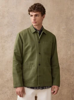 Green Chore Twill Shacket Overshirt
