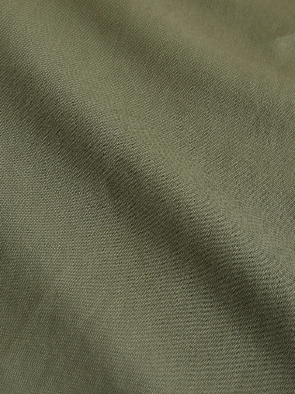 Green Cotton Linen Blend Long Sleeve Shirt
