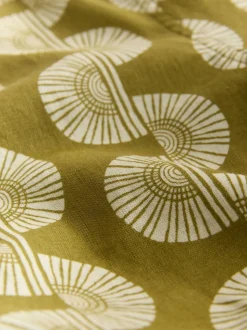 Green Cotton Linen Printed Short Sleeve Shirt