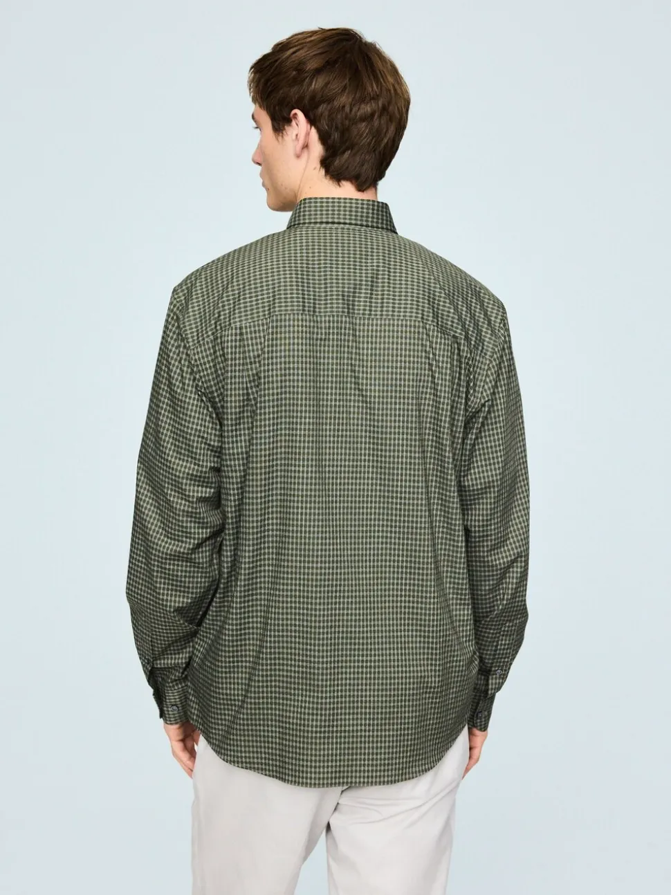 Green Gingham Regular Fit N.Premium Long Sleeve Smart Shirt