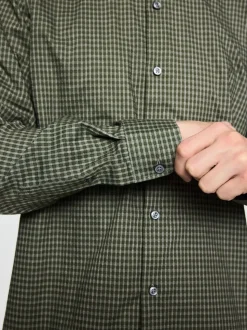 Green Gingham Regular Fit N.Premium Long Sleeve Smart Shirt