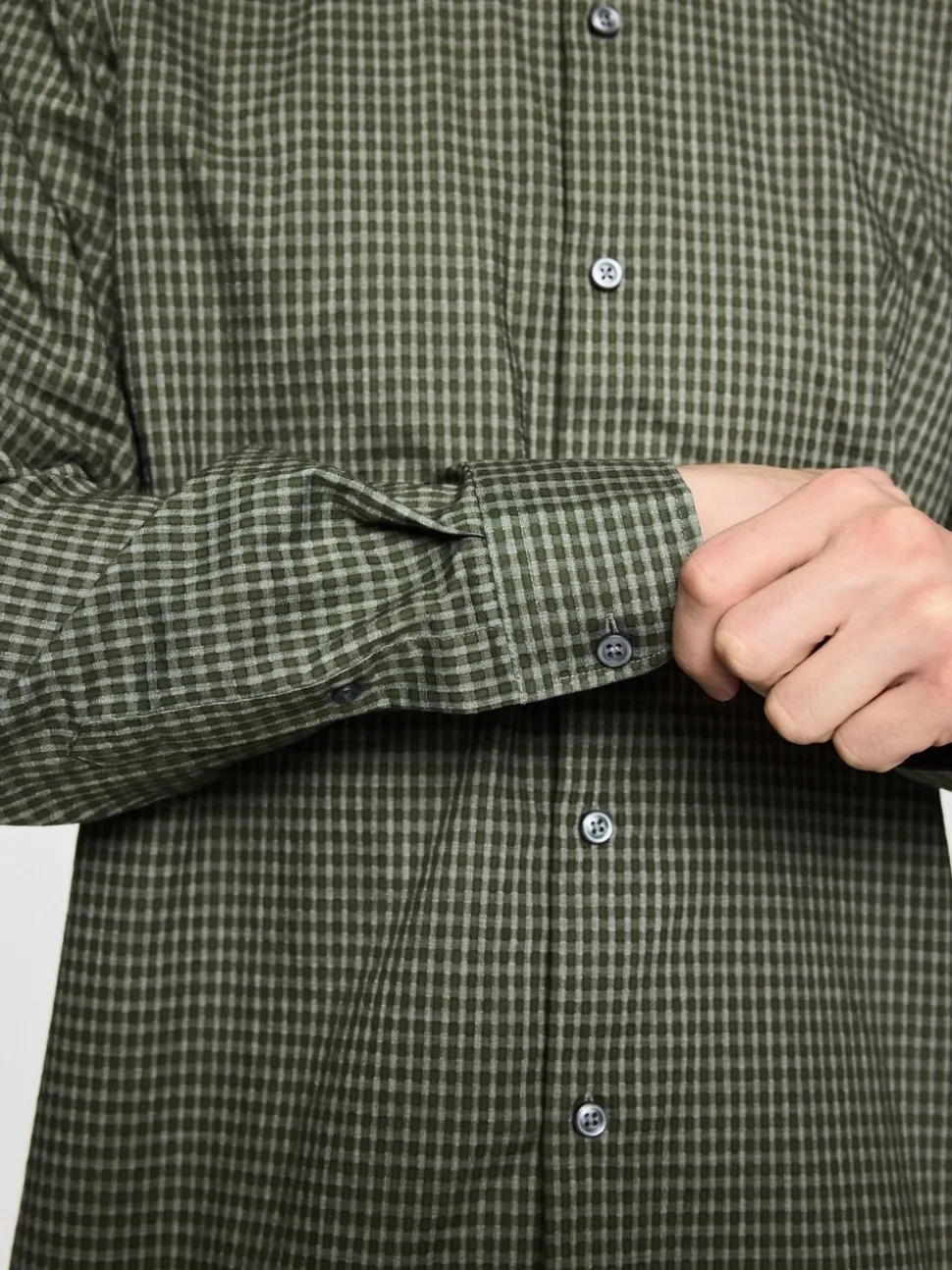 Green Gingham Regular Fit N.Premium Long Sleeve Smart Shirt