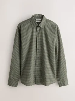 Green Gingham Regular Fit N.Premium Long Sleeve Smart Shirt