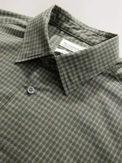Green Gingham Regular Fit N.Premium Long Sleeve Smart Shirt