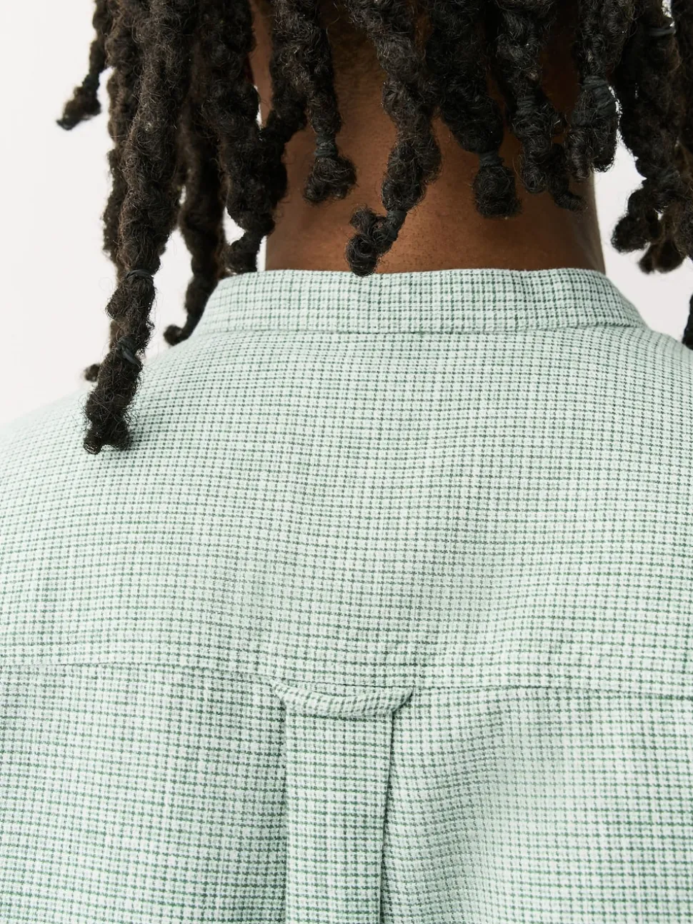 Green Grandad Collar Cotton Linen Blend Short Sleeve Shirt