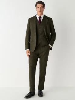 Green Herringbone Wool Blend Suit Waistcoast