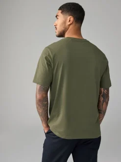Green Khaki Regular Fit Essential Crew Neck Cotton T-Shirt