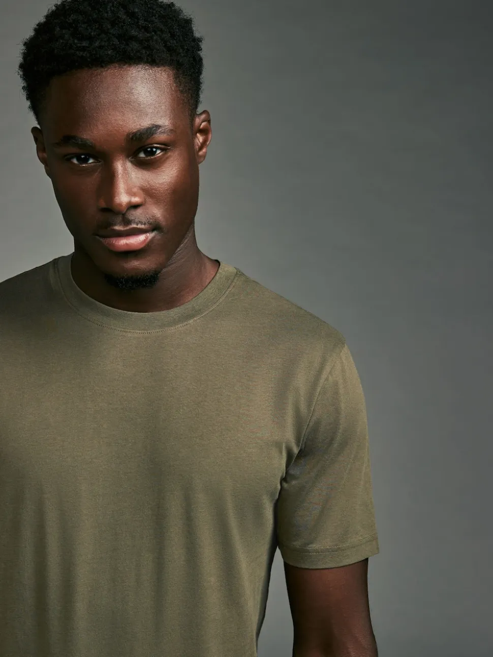 Green Khaki Slim Fit Essential Crew Neck Cotton T-Shirt