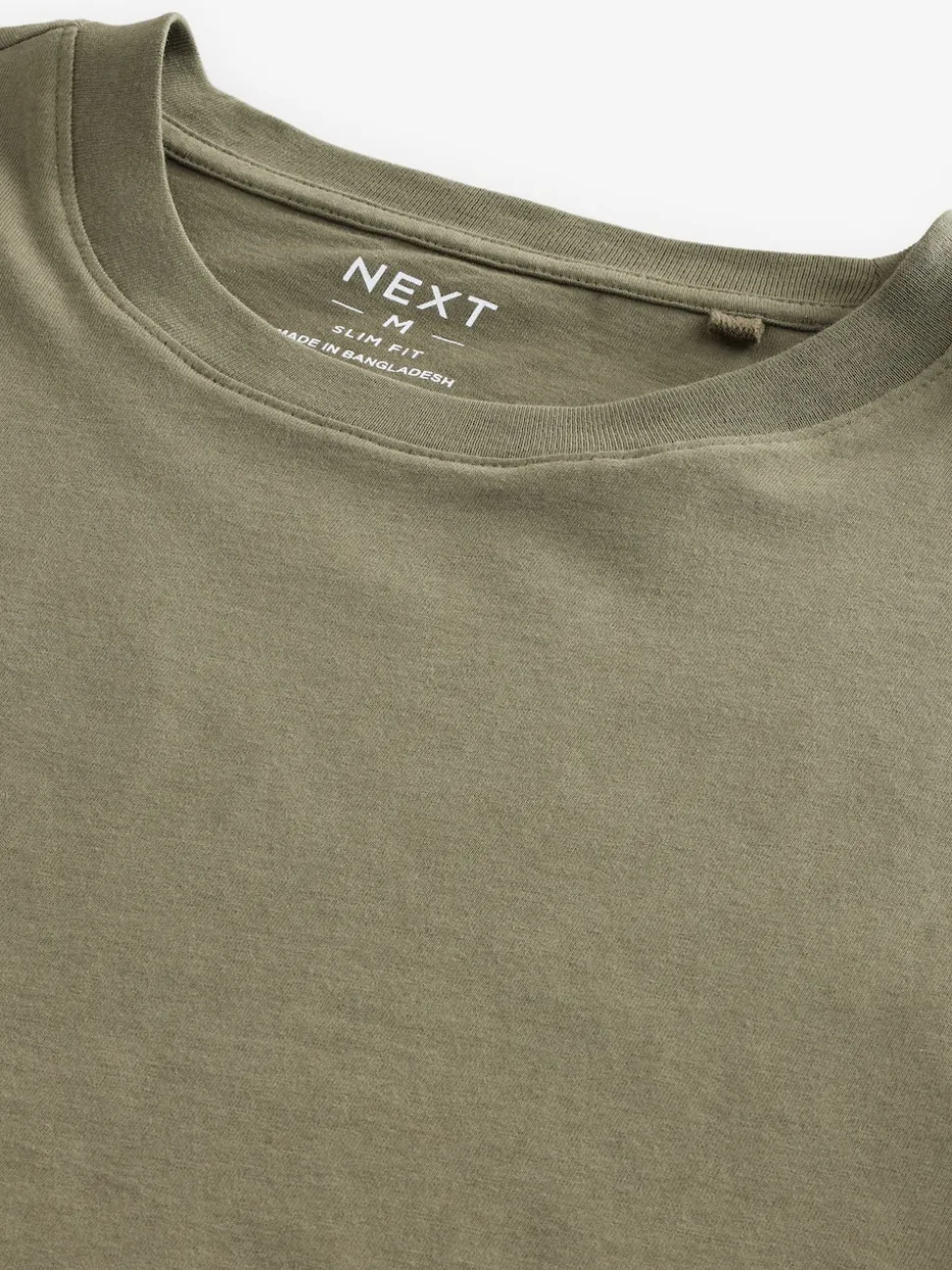 Green Khaki Slim Fit Essential Crew Neck Cotton T-Shirt