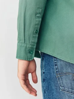 Green Long Sleeve Garment Dyed Oxford Shirt