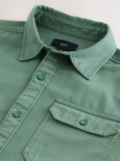 Green Long Sleeve Garment Dyed Oxford Shirt