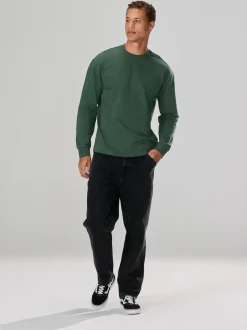 Green Long Sleeve Relaxed Fit Heavyweight T-Shirt