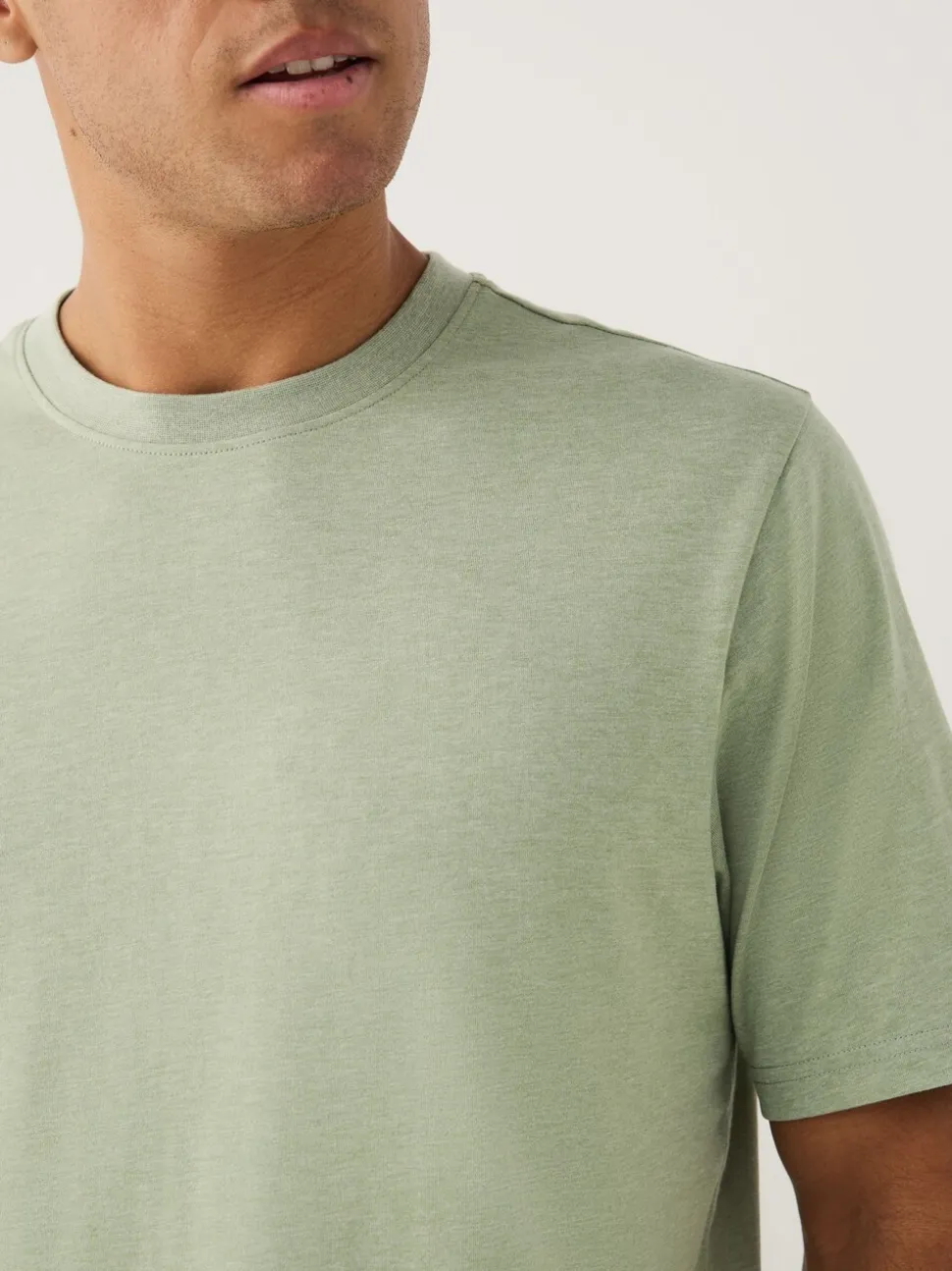 Green Marl Regular Fit Essential Crew Neck Cotton T-Shirt