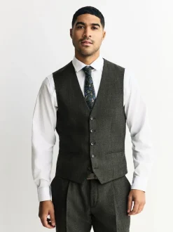 Green Merino Wool Blend Suit Waistcoat