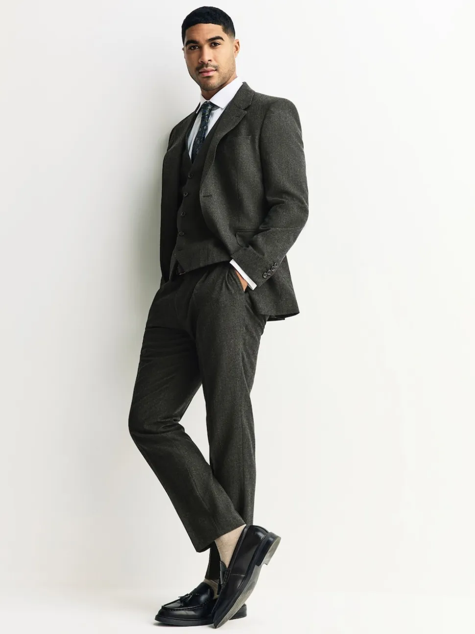 Green Merino Wool Blend Suit Waistcoat