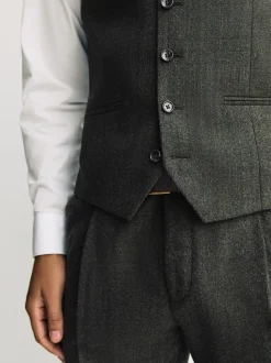 Green Merino Wool Blend Suit Waistcoat