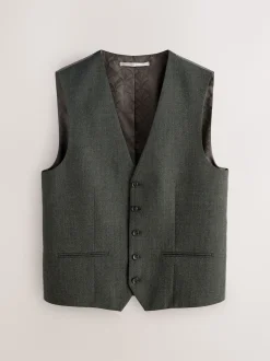 Green Merino Wool Blend Suit Waistcoat