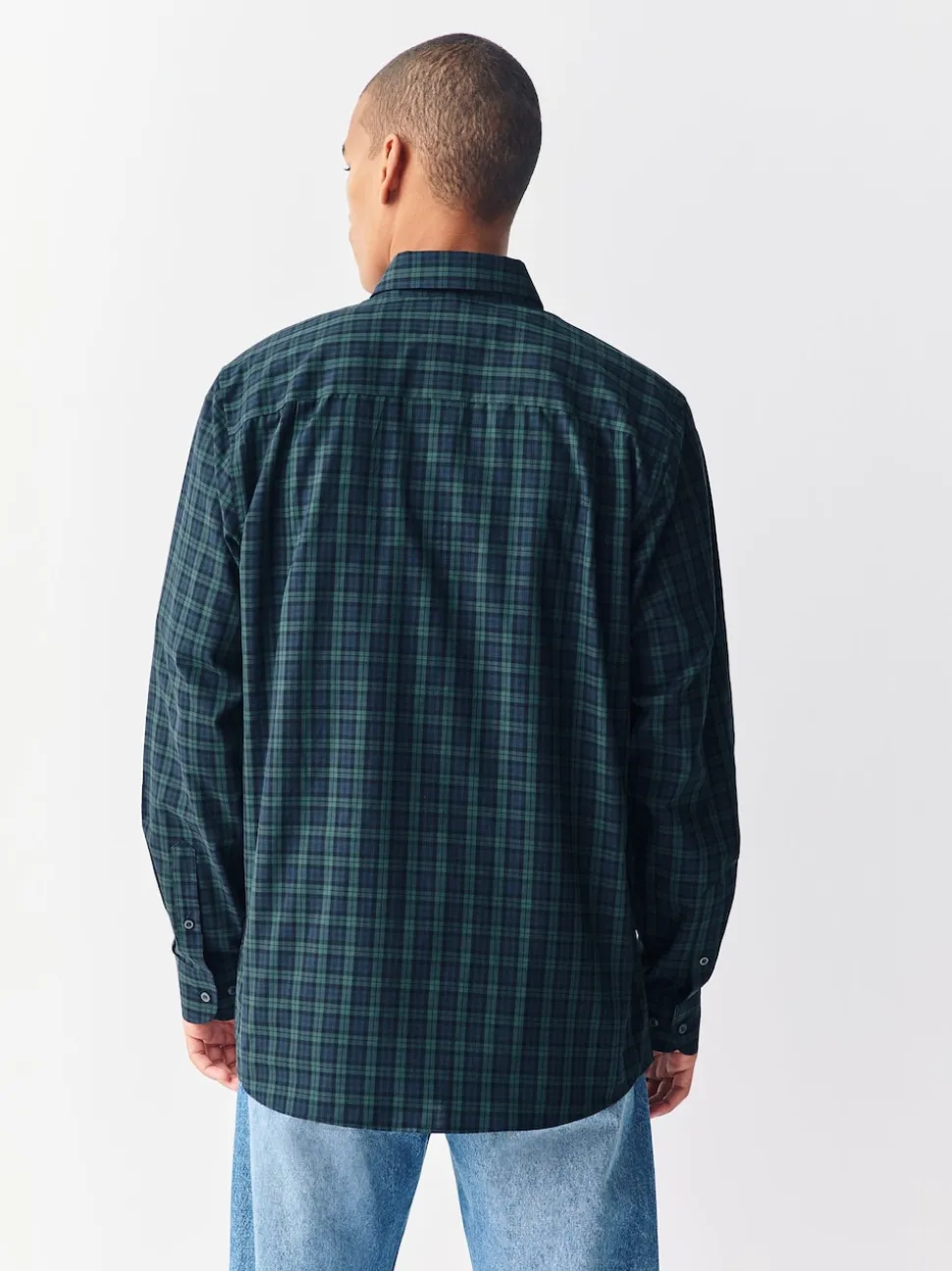 Green Micro Blackwatch Regular Fit Easy Iron Button Down Oxford Shirt