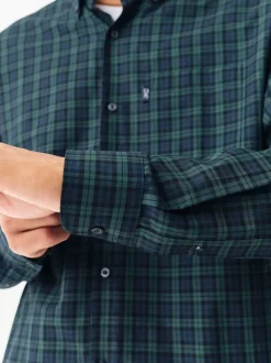 Green Micro Blackwatch Regular Fit Easy Iron Button Down Oxford Shirt