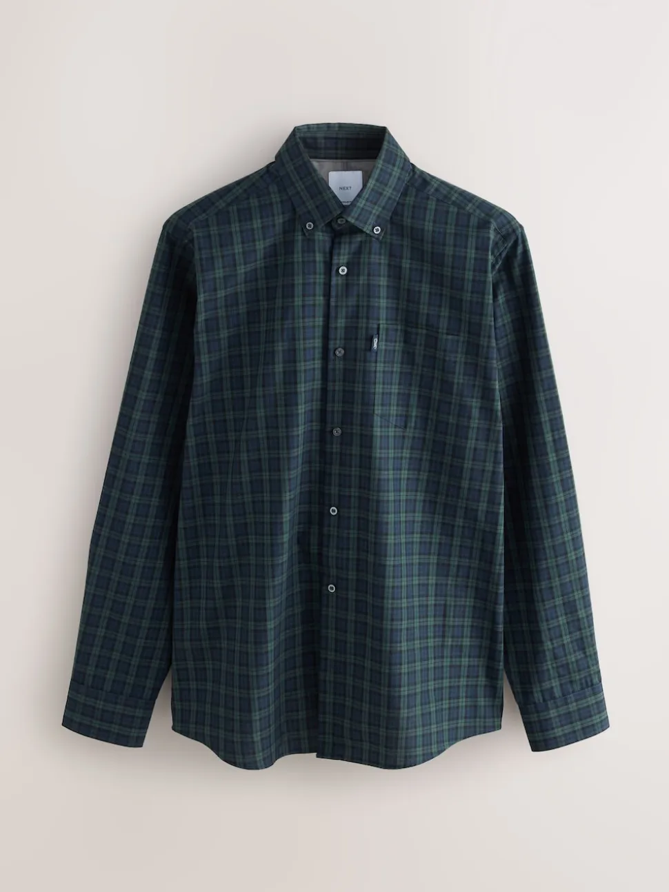 Green Micro Blackwatch Regular Fit Easy Iron Button Down Oxford Shirt