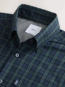 Green Micro Blackwatch Regular Fit Easy Iron Button Down Oxford Shirt