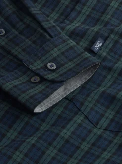 Green Micro Blackwatch Regular Fit Easy Iron Button Down Oxford Shirt