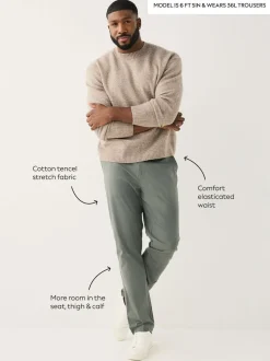 Green Muscle Fit N.Premium Smart Cotton TENCEL™ Lyocell Blend Chinos With Comfort Waistband