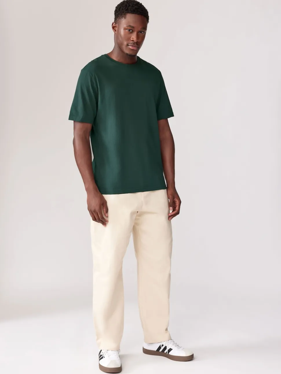 Green Pine Regular Fit Essential Crew Neck Cotton T-Shirt
