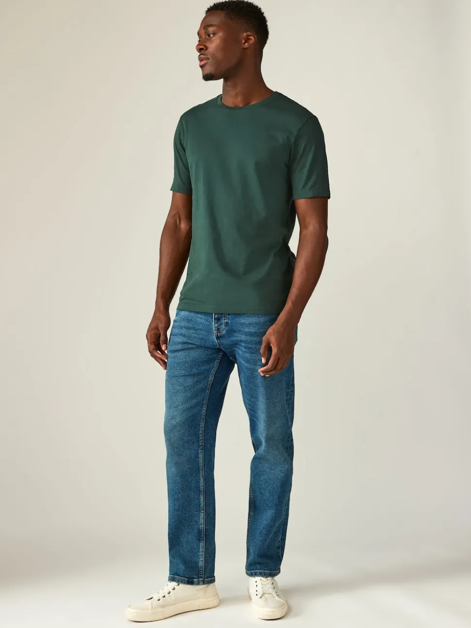 Green Pine Slim Fit Essential Crew Neck Cotton T-Shirt