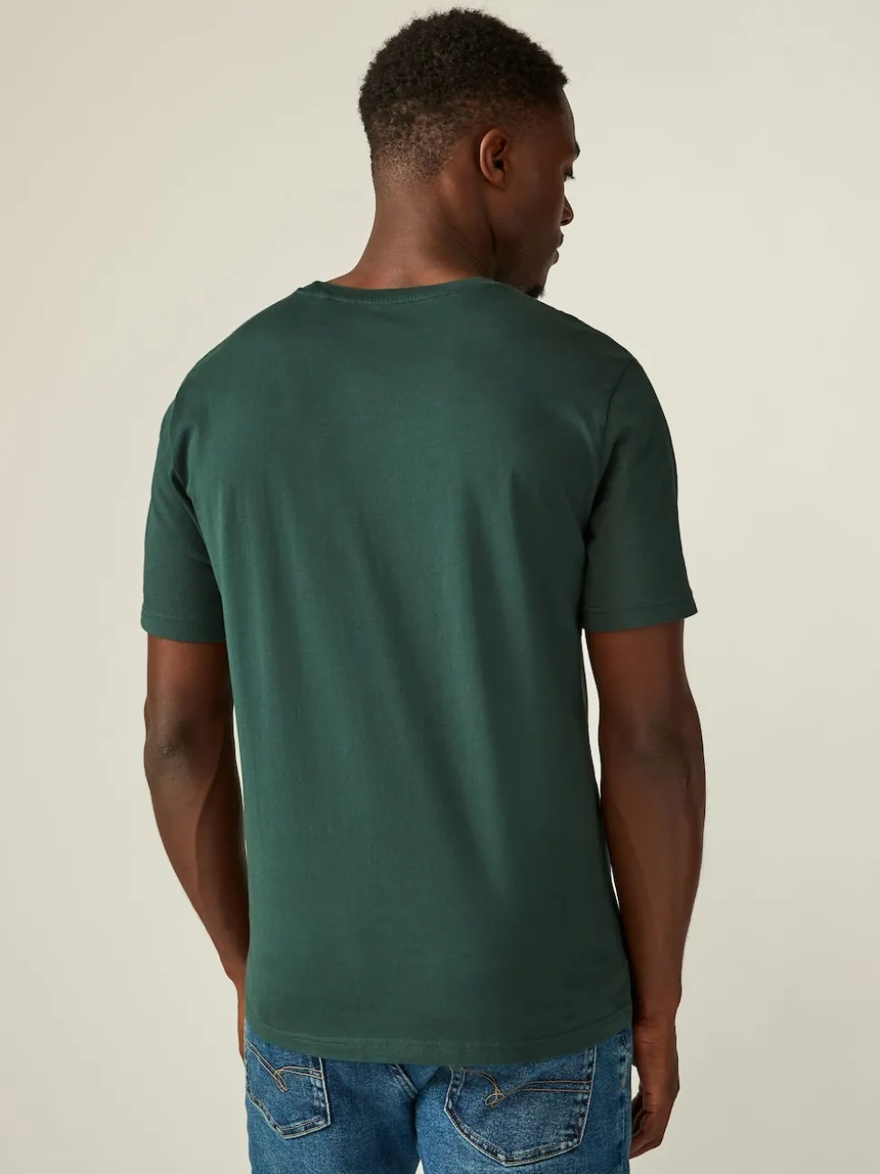 Green Pine Slim Fit Essential Crew Neck Cotton T-Shirt